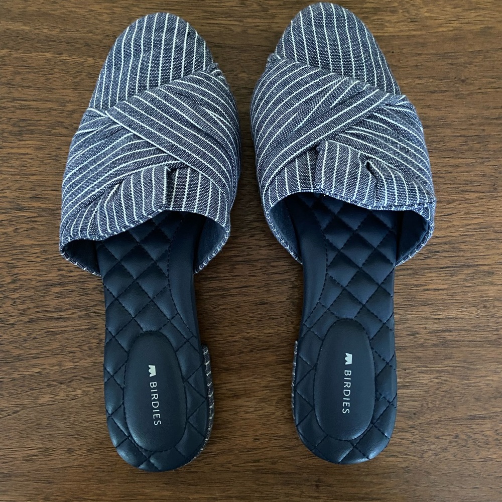 Birdies Women's Navy Striped Mules